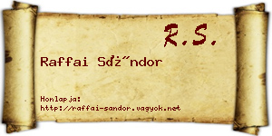 Raffai Sándor névjegykártya